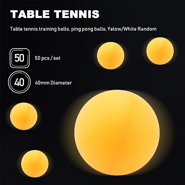 50 kpl 40 mm pöytätennisharjoituspalloja, pingispalloja, keltainen/valkoinen satunnainen Yellow  White Random