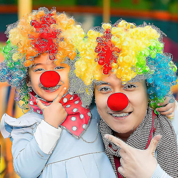 Halloween-joulu 4 pakka pelleasu - pelle nenä pelle peruukki rusetti ja liivi cosplay-juhliin karnevaaleihin pukeutuminen