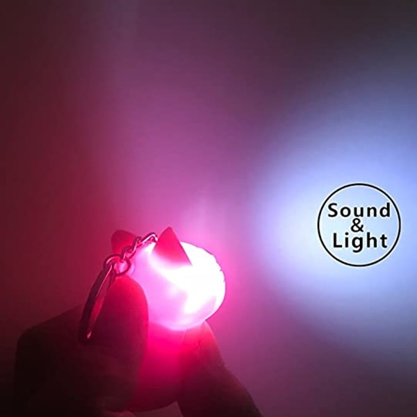 Sæt med 4 søde katte-LED-nøgleringe med lydblitzlampe til dyreelskere