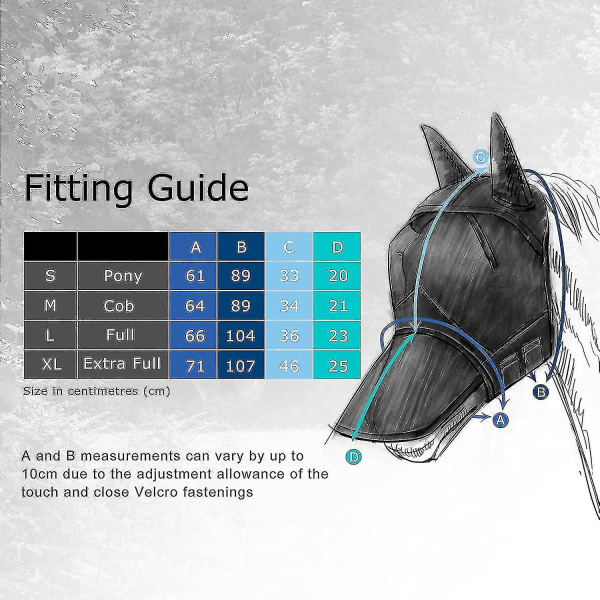 Caremaster Fly Mask UV-suoja sieraimilla musta L