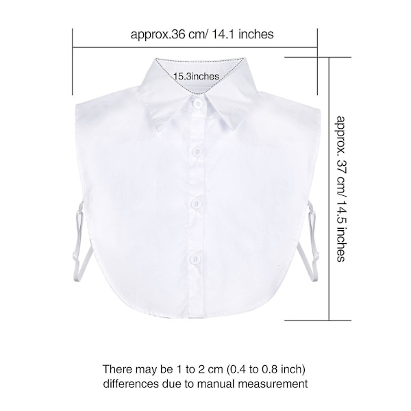 Avtakbar bluse med falsk krage for kvinner Dickey krage halvskjorter - sett med 2 deler 1 Black and 1 White