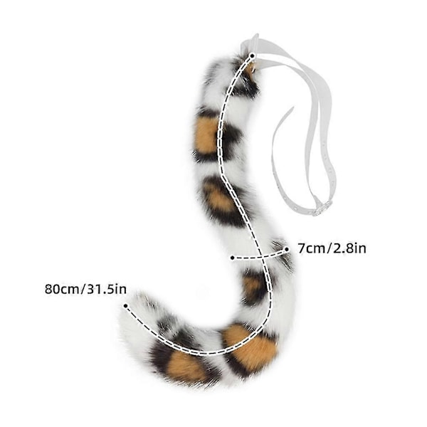 Justerbar Rävstjärt Cosplay Kostym Fest Super Stor Fuzzy Tail Tonåringar Vuxna White leopard