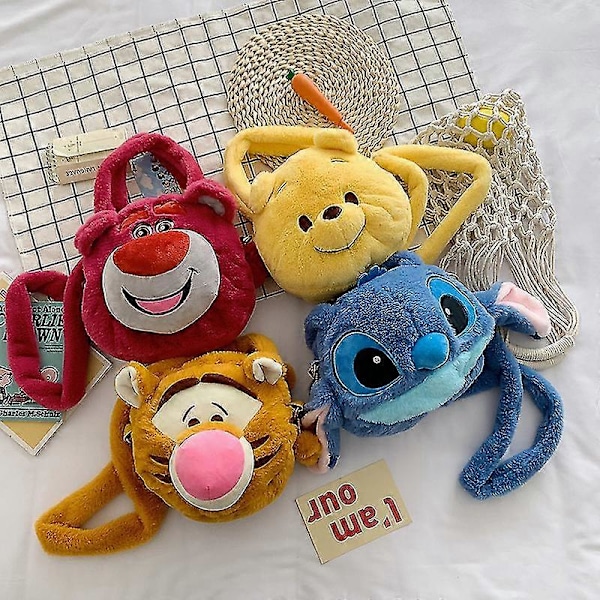 Söt Tigger Plyschväska Stitch Messenger Plyschväska Flickig Plysch Bärbar Axelväska Pink