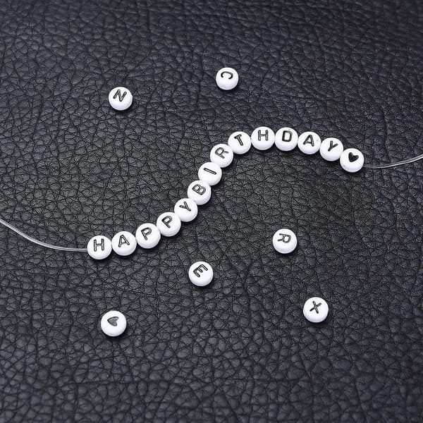 Svarta Akrylkubalfabetpärlor för DIY-smyckestillverkning – Halsband Armbandstillbehör