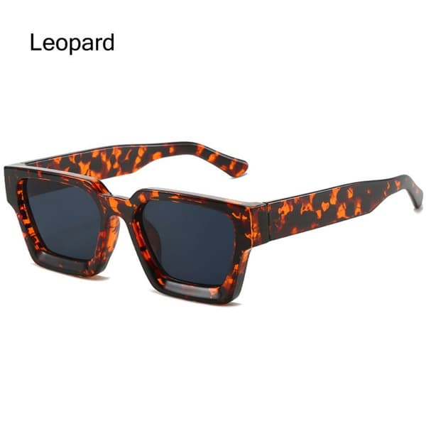 Retro Fyrkantiga Solglasögon Dam Herr Tjock Ram Chunky Rektangulära Solglasögon Leopard