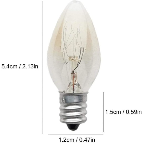 6 stk lyspære E12 glødelampe 220v 10w C7 tip boble E12 liten skrue saltlampe, nattlys med lyspære for saltlampe, glødelampe Tu