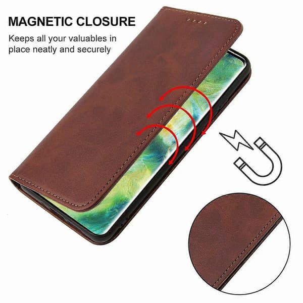 Magnetiskt läderfodral för OPPO Find X2 Brown