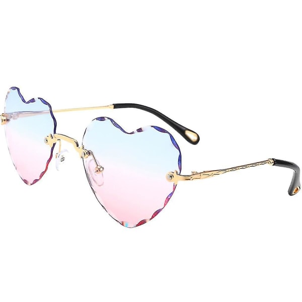 2x härliga båglösa solglasögon Kvinnor Hjärtform Uv 400 Glasögon Gradient Color