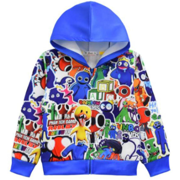 5-9 år Barn Pojkar Flickor Rainbow Friends Hooded Zip Up Jackor Ytterkläder Toppar Presenter B 6-7 Years