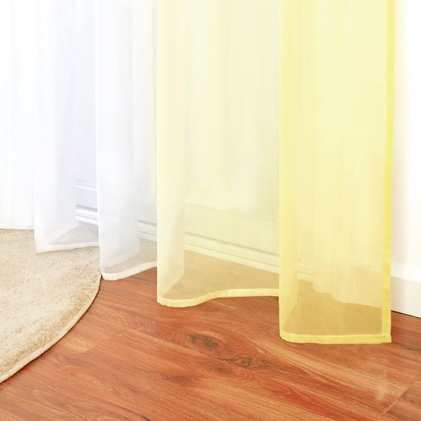 Vindue Gardin Top Semi Sheers Semi Voile Gradient Grommet Top Gardiner til Soveværelse og Stue, 1pc Paneler