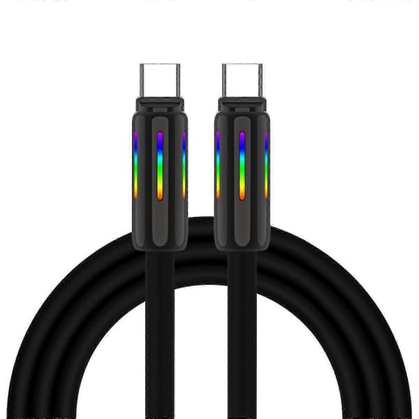 USB C til USB C ladekabel silikon 100W 240W 2 Type C hurtiglade- og datakabel for rask lading og dataoverføring Black