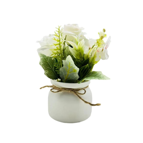 Skandinaavistyylinen ruukkukasvi, kolme ruusua, pienet sorvatut reunukset ruukkubonsai Elämänmukaiset simulaatiokasvit kodin sisustukseen Milky White