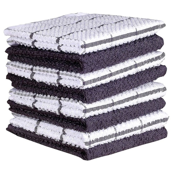 8 pakke 100 % bomull kjøkkenhåndklær, stripedesignet, supermyke og absorberende oppvaskhåndklær