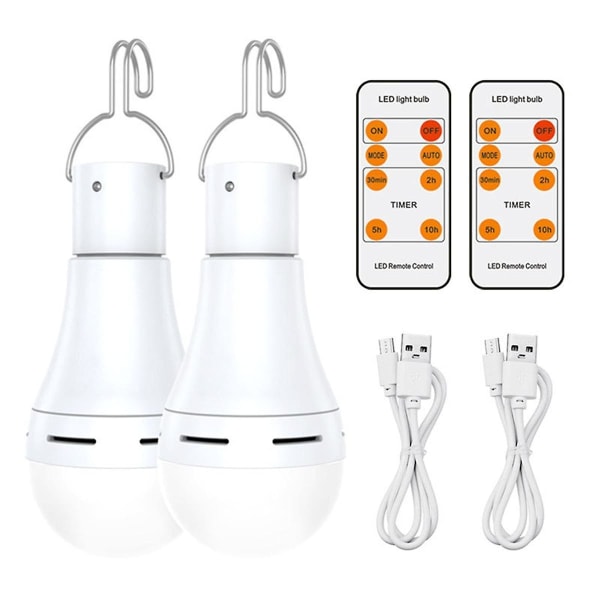 USB oppladbar lyspære, batteribackup nødlyspære for strømbrudd i hjemmet, hengende LED White