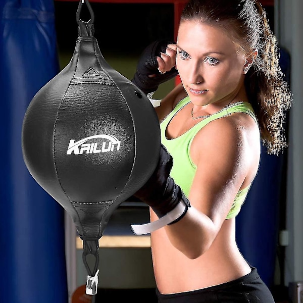 Speed ​​Ball, Læder Boksesæk Hængende Dobbelt Ende Bold, Bokse Boksebold Med Bokserefleks Bold Og Pumpe Til Gym Mma Boksning Sports Boksesæk Voksen