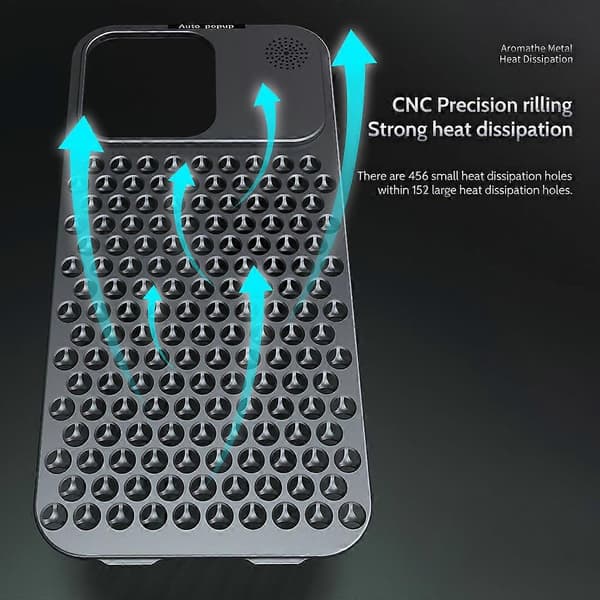 Skal för iPhone 12 Pro Max Auto Pop-Up Värmeavledning Aromaterapi Aluminiumlegering Black