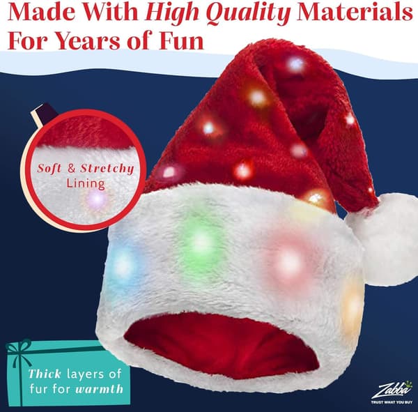 Plush Julemandshue - Lysende, Sjove Julehatte til Børn & Voksne 2 Pack - Adults