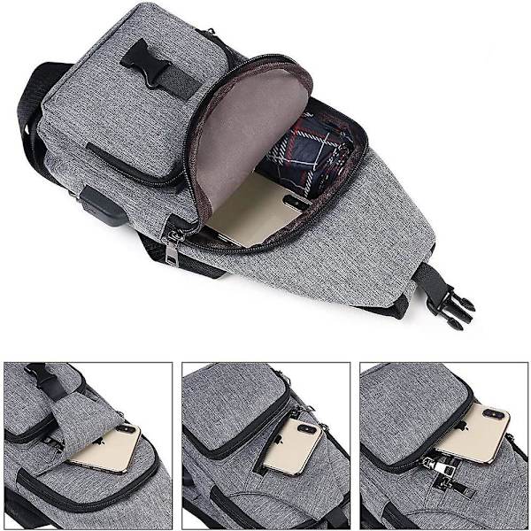 Sling Bag, Man Bag för män och kvinnor Stöldskyddande bröstryggsäck Väska Lätt vattentät crossbody ryggsäck för vandring, sport, resor
