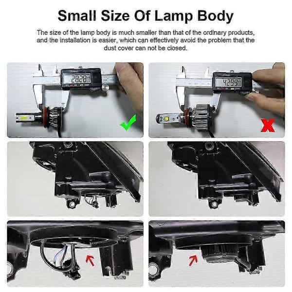 2 stk. H7 LED frontlyspære kit 6000K 12000LM Super Bright bil tåkelys