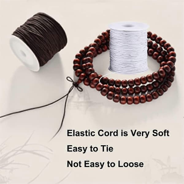 Elastisk tråd for armbånd, 4 ruller 1 mm solid elastisk tråd, elastisk snor for smykkelaging, halskjeder Svart & vit