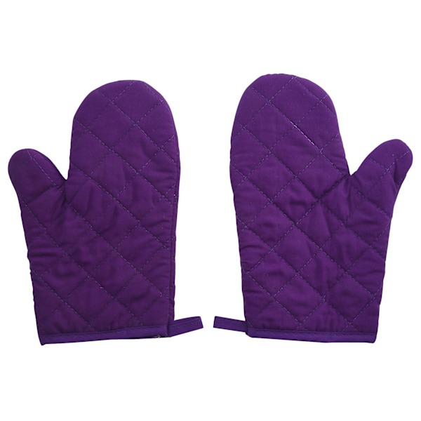 1 par varmebestandige bomuldsbagehandsker grydeholder bagehandsker Purple