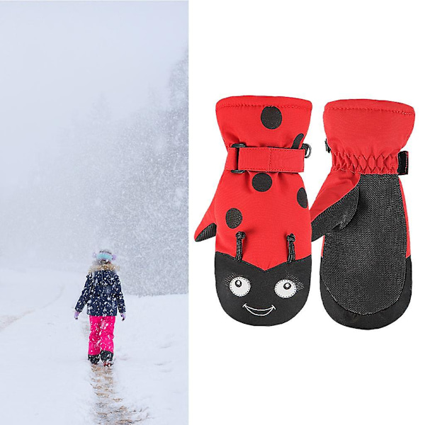 Vattentäta fleece skidhandskar för barn, vintervarma snowboardhandskar, termiska snöskalbaggar, L