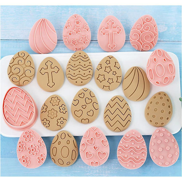 10 stk./sæt påskeform til småkager, småkageform med stempel, 3D-småkageform til påskekiks, chokoladebagning, køkkenredskab