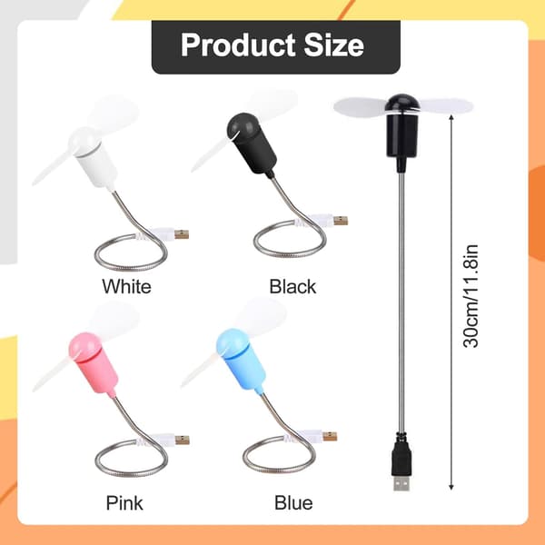 USB-fläktar, 4-pack små fläktar, bärbar halsfläkt, mini-USB-fläkt, för utomhuscamping, kontor, rum