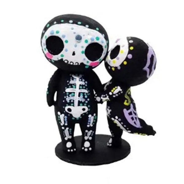 Skull Family Figurines Resin Crafts Cute Statue Decorative Sugar Skulls Hand-B