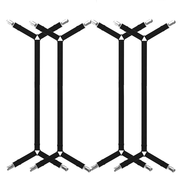 Sengetøyseler, justerbare stropper for lakenholdere, festearkklemmer Holder laken på plass, svart - (2 sett/4 stk)
