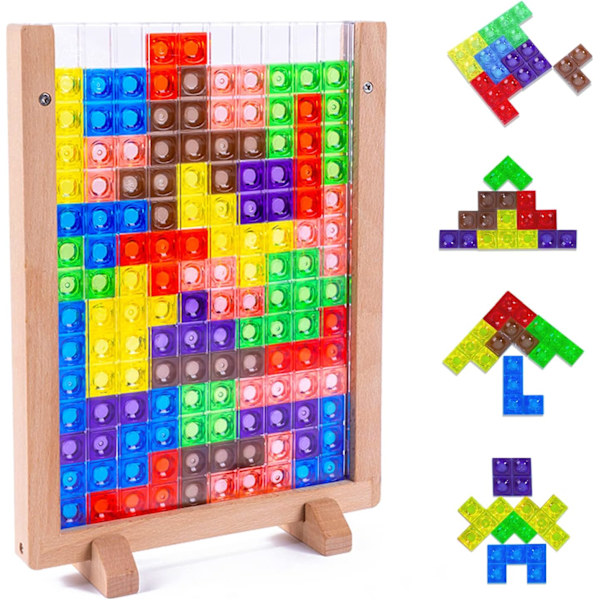 Montessori-leksaker för barn 3 4 5 6 år, transparent hjärngåta pussel leksak intelligens färgglada block, geometrisk pedagogiskt spel present till barn Transparent puzzles