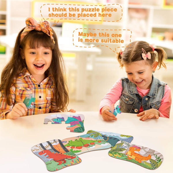 Pussel för barn, djurpussel, 5-bilderspussel, lämpligt för pojkar och flickor från 3, 4 och 5 år (Dinosaurie) Classic