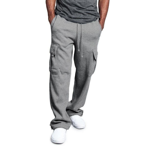 Nya Lediga Rak Overaller med Flera Fickor för Män Light Gray M