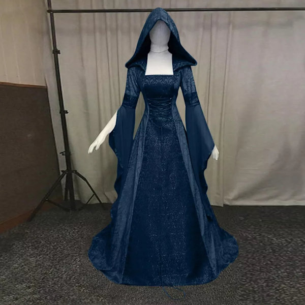 Goottilainen Huppupuku Morsiuspuku Cosplay Halloween Azul marino XXL