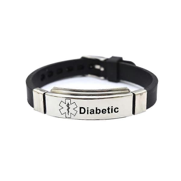 Medicinsk Advarsels-ID Armbånd Diabetic, Black One-size