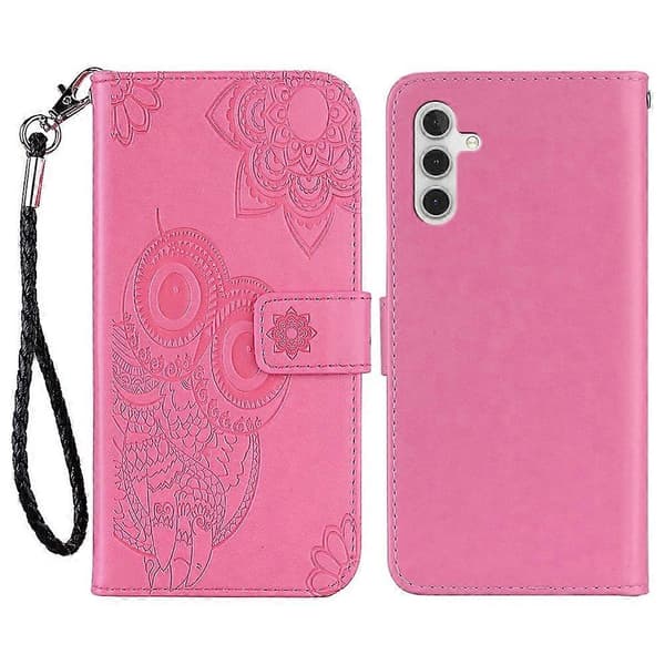 For Samsung Galaxy A26 5G Deksel Ugle Blomst Trykket Lær Lommebokdeksel med Stropp - Grå Multicolor Rose