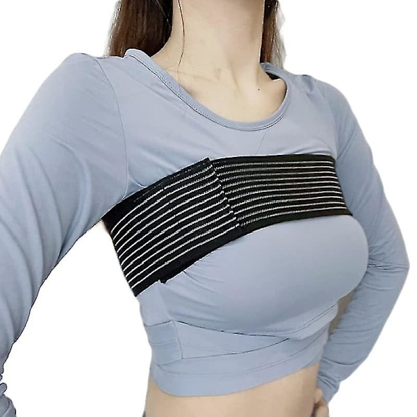 Elastisk brystkompressionsbånd Brystforstørrelsesreduktionsrem Bandage, Bryststøtterem Wrap Bandage til fitness motion Løb Sports BH A