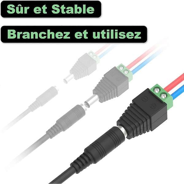 10 kpl 5,5 mm 2,1 mm DC 12 V uros- ja naarasvirtaliitinadapteri