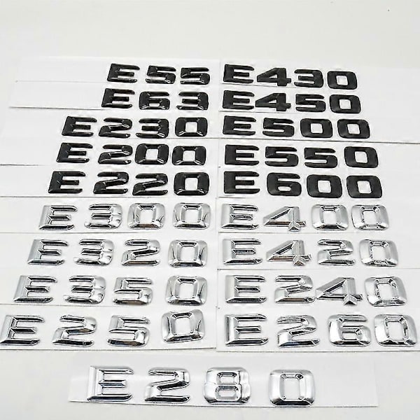 Takaluukun tunnusmerkki E-sarjan W210 W211 E43 E53 E63 E55 E200 E220 E250 E280 E320 E350 E420 E550 E500 E430 -malleille Silver E500