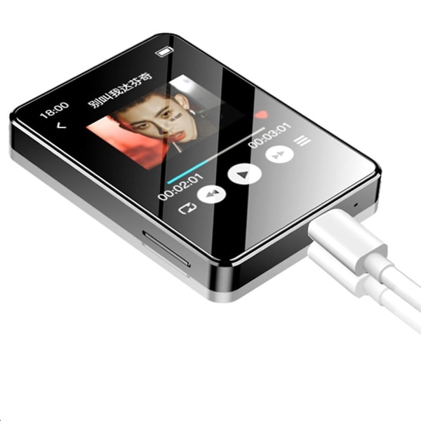 Bärbar Mp3-spelare Bluetooth 5.0 Musik Stereohögtalare Mini Mp4-videouppspelning med LED-skärm Fm R Black