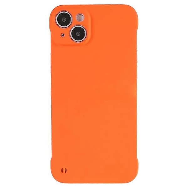 Kompatibel med iPhone 15 Plus etui rammeløst hud-touch hårdt PC telefoncover Orange