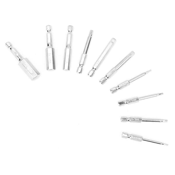 10 STK. sekskantede skruetrækkerbits magnetiske bits 1,5-12 mm 60 mm længde