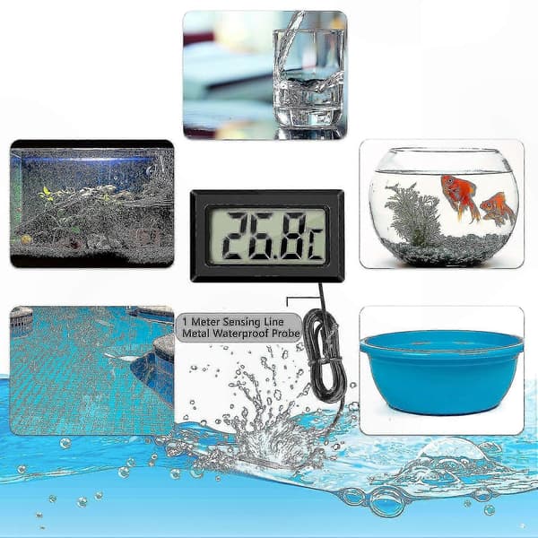 Digital LCD-termometer med extern sond för kylskåp, frys och akvarium (4-pack, svart)