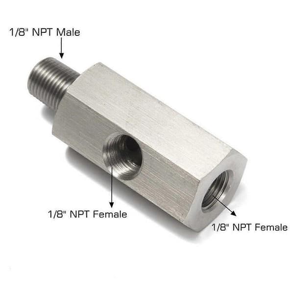 1/8 NPT Oliestrykssensor T-adapter Fitting Oliestryksswitch Måler Turbo Tilførselsledning Slangeforbinder Rustfrit Stål