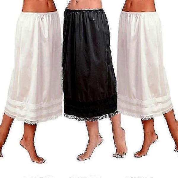 Spetsunderkjol för kvinnor, underklänning, lång kjol, säkerhetskjol, oversize, l HY-26 Black 2XL