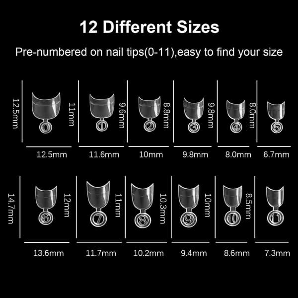 600 Pieces Short Nail Tips Short Oval Half Cover Fake Nail Tips 12 Sizes False Nails Tips With Box