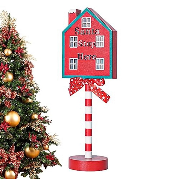 Joulun Led-valo pystysuorat kyltit led-valolla jouluvalaisimelle Pöytäkyltti Stop-ornamentti joulupöytävalo D Red White