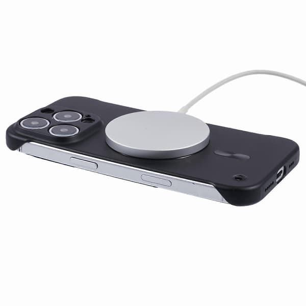 For iPhone 14 Pro Max Deksel Kompatibelt med MagSafe Hard PC Rammefritt Telefondeksel Black