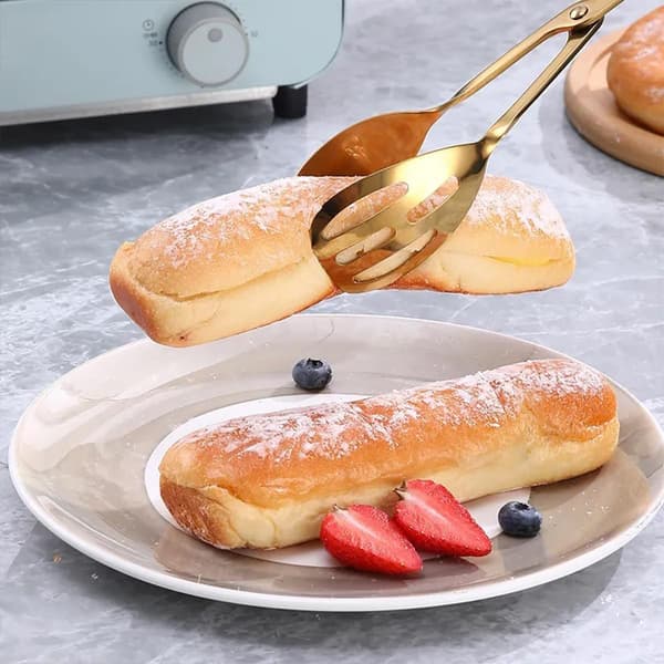 2-pack Guld Serveringstänger Buffétänger för Kök Matlagning 25 cm Rostfritt Stål Salladstång