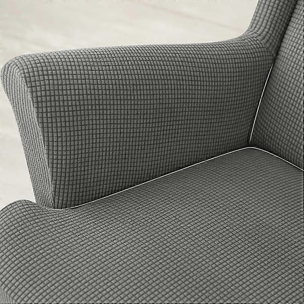 3-delad Wingback-fåtölj Mjuk och bekväm elastisk för 3 delar Tvättbart armstödsskydd Rent och fåtöljsöverdrag light grey